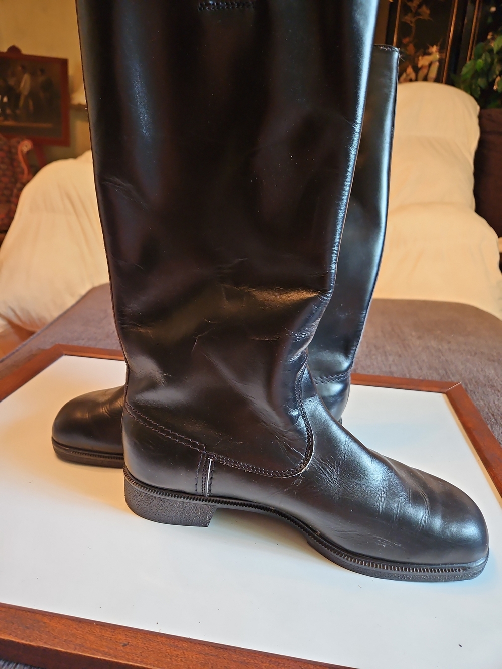 Men's German Officer Size 28.5 / US 10.5 Black Leather Tall Riding Boots - Picture 6 of 6